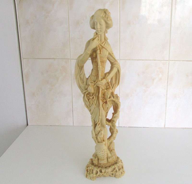 A PAIR OF MAN AND LADY ORIENTAL STATUES SIGNED---PERFECT