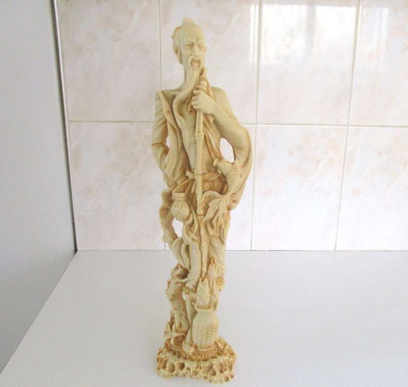 A PAIR OF MAN AND LADY ORIENTAL STATUES SIGNED---PERFECT