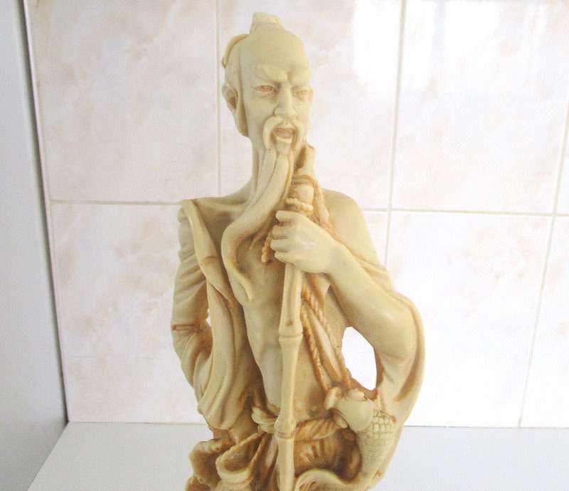 A PAIR OF MAN AND LADY ORIENTAL STATUES SIGNED---PERFECT