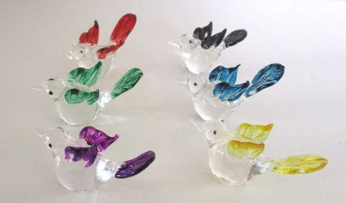 A SET OF SIX WELL MADE MURANO BIRDS---Perfect