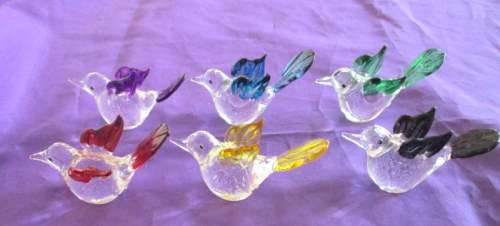 A SET OF SIX WELL MADE MURANO BIRDS---Perfect