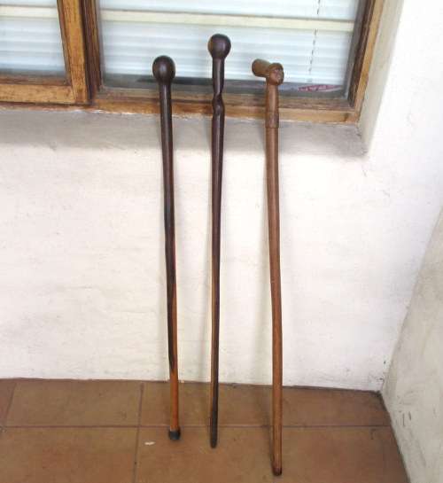 3 WOODEN WALKING STICKS