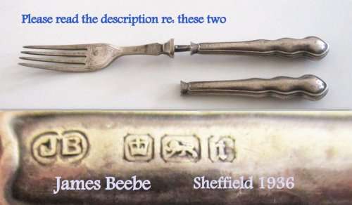 A HALLMARKED SILVER SOUP SPOON AND 2 HALLMARKED HANDLES--60 Gram +   Please read description