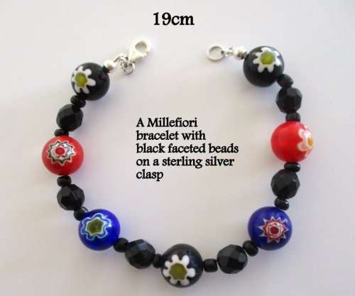 A MILLEFIORI BRACELET ON A STERLING SILVER CLASP