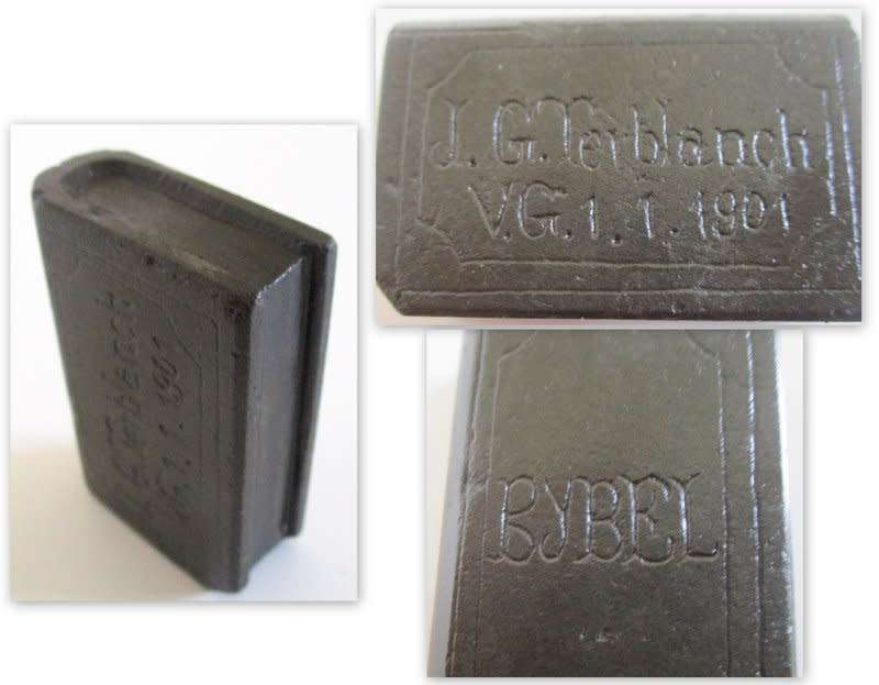 A BOER WAR TRENCH ART CARVED BIBLE ON STONE----PLEASE READ RE: COURIER