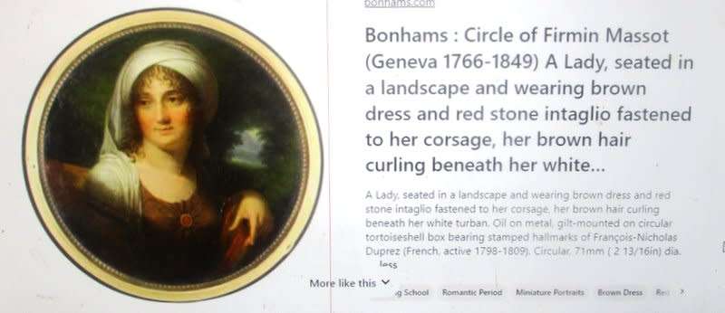 A PORTRAIT MINIATURE BY T DUPREZ--PLEASE READ FULL DESCRIPTION