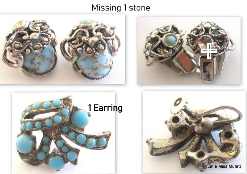 A LOT OF VINTAGE JEWELLERY WITH DEFECTS THAT CAN BE USED AS PARTS OR REPAIRED
