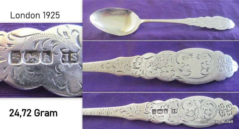 2 HALLMARKED SILVER SPOONS--1821 and 1925---Read description