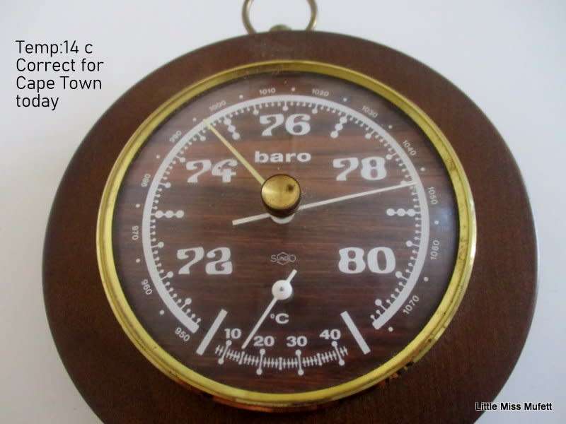 A BARO BAROMETER--ACCURATE TEMPERATURE READING FOR CAPE TOWN TODAY-9th AUG--14 DEGREES CENTIGRADE