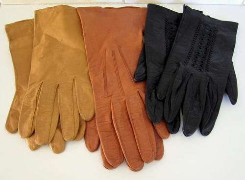 3 PAIRS OF VINTAGE LEATHER GLOVES--NOTE SMALL SIZE