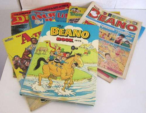 1 Bid for all---A 1976 BEANO BOOK,BEANO COMIC,AND AN  A TEAM BOOK AND OTHER COMICS