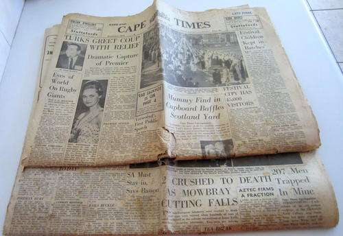 2 CAPE NEWSPAPERS 1953 AND 1960---Read them then make a decoupage