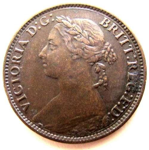 AN 1892 VICTORIA FARTHING--LOW MINTAGE 877,000---VIC 3