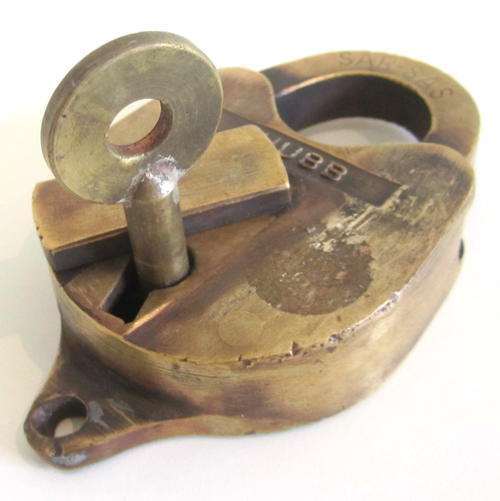 A SOUTH AFRICAN RAILWAYS LOCK AND KEY--SOLID BRASS