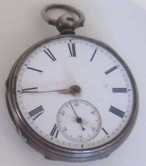 A HALLMARKED SILVER POCKET WATCH---NOT WORKING--CASING FINE--READ DESCRIPTION
