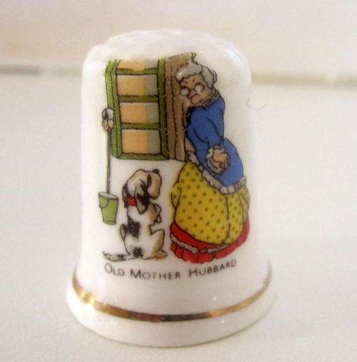 A NURSERY RHYME THIMBLE---OLD MOTHER HUBBARD
