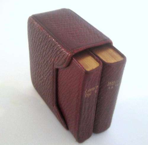 A PAIR OF MINIATURE BOOKS BOXED--A PRAYER AND HYMN BOOK--EXCELLENT CONDITION