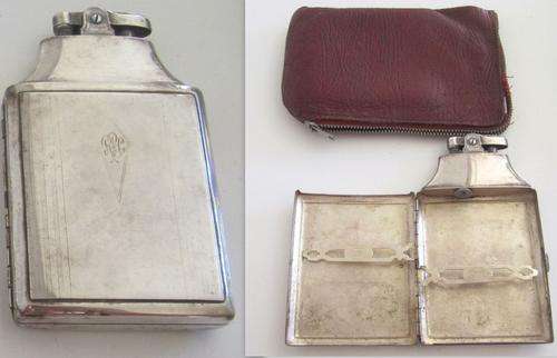 AN UNUSUAL RONSON CIGARETTE LIGHTER CUM CIGARETTE CASE>