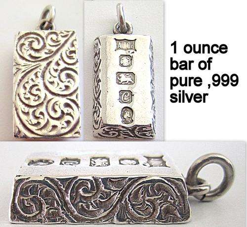 A 1 OUNCE BAR ,999 PURE SILVER EMBOSSED--Note measurements