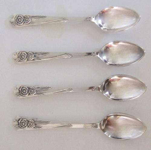 4 SILVER PLATED TEASPOONS SHEFFIELD A1 WITH AN RD NUMBER