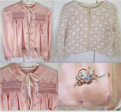 A STUNNING VINTAGE BED JACKET AND A VINTAGE LACE JACKET--Note
