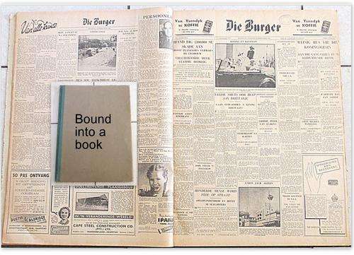 1947 "DIE BURGER" NEWSPAPERS BOUND INTO BOOK FORM---OVER 140 PAGES.