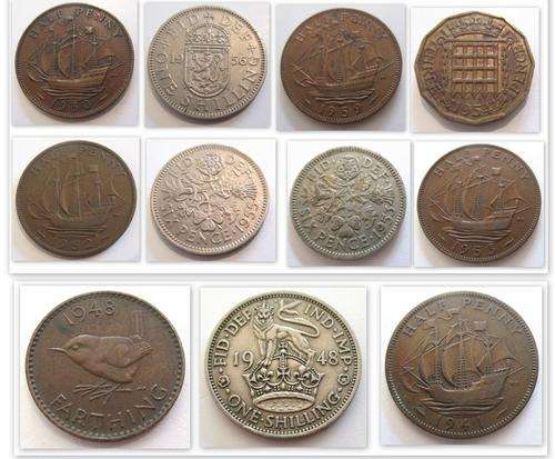 A LOT OF 11 1940's AND1950's BRITISH COINS