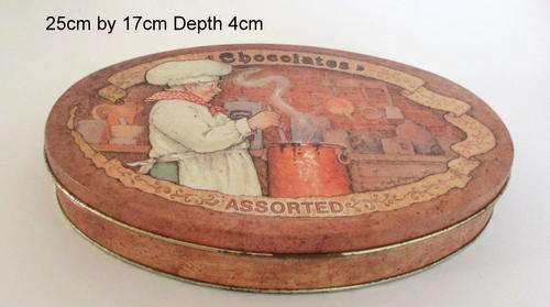 AN OLDE WORLD REPRODUCTION TIN.