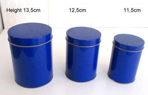 3 ROYAL BLUE TINS--THEY FIT INTO EACH OTHER
