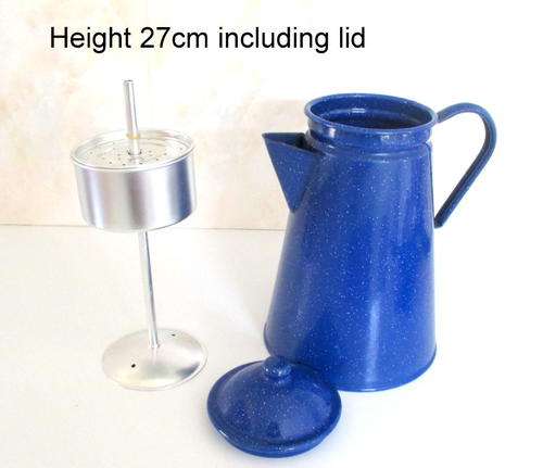 A RETRO ROYAL BLUE COFFEE PERCULATOR