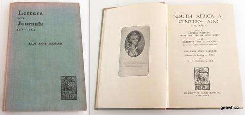 LETTERS AND JOURNALS WRITTEN AT CAPE OF GOOD HOPE--LADY ANNE BARNARD
