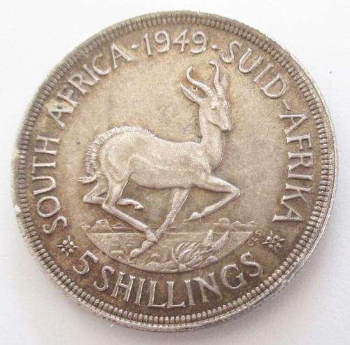 A 1949 SOUTH AFRICAN FIVE SHILLING --,800 SILVER