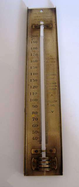 A BRASS SENTINEL  TOBACCO BARN THERMOMETER---NOTE DESCRIPTION