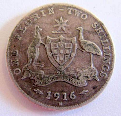 A 1916 AUSTRALIAN 1 FLORIN