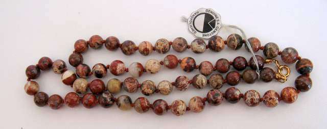 A STRING OF JASPER BEADS