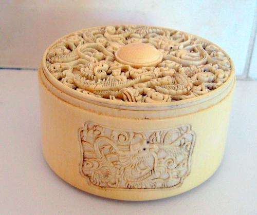 A CARVED IVORY BOX--Please read listing.