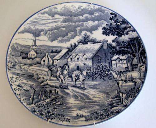 A "STAFFORDSHIRE BLUE" CHARGER BURSLEM ENGLAND AFTER THE ORIGINAL