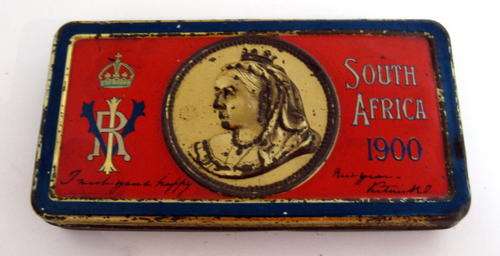A BOER WAR CHOCOLATE TIN WITH ORIGINAL CONTENTS----110year old chocolates.