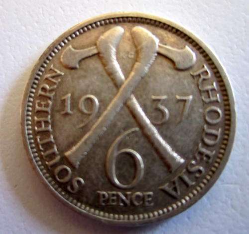 A 1937 SOUTHERN RHODESIA SILVER 6d