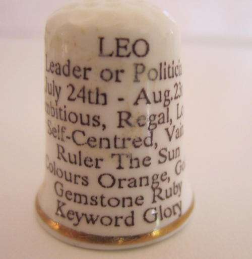 A THIMBLE--The star sign Leo