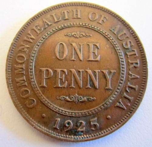 A 1925 AUSTRALIAN PENNY---.SCARCE DATE---MJ 2