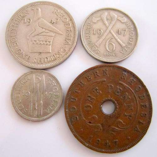 A NICE SET OF 1947 SOUTHERN RHODESIAN COINS---SR 1