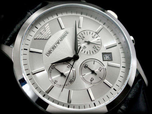 VERY RARE EXPENSIVE ARMANI MENS WATCH - EMPORIO ARMANI AR2432 GENTS CHRONOGRAPH - RETAIL R5299.99