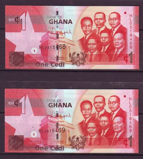 Ghana - 1 Cedis Notes in Sequence