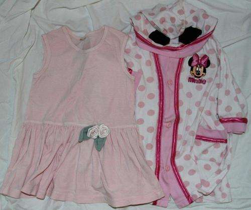 Pink dress with roses & Minnie Mouse robe - 2 years