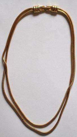 STYLISH DOUBLE STRAND CHAIN NECKLACE - GOLDTONE
