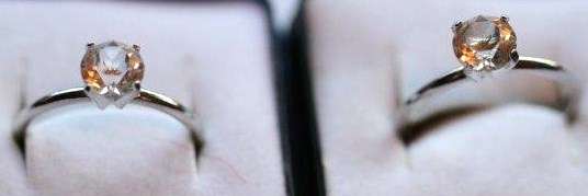 PAIR SILVERTONE DIAMANTE RINGS