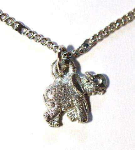 DAINTY SILVERTONE ANKLET - ELEPHANT CHARM - 80'S W/ORIG TAG