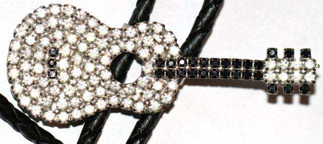 STUNNING BOLO TIE - DIAMANTE STUDDED GUITAR - SHOW PIECE