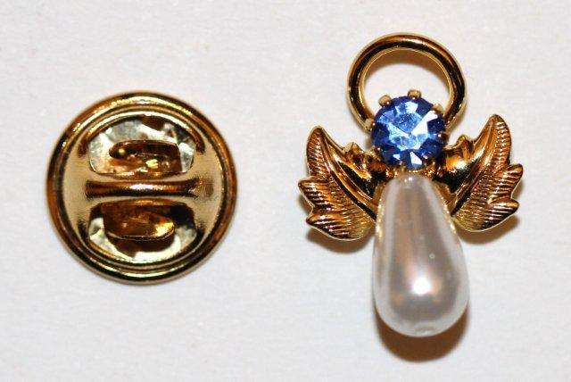 VINTAGE SCATTER PIN - ANGEL SHAPE - FAUX PEARL & RHINESTONE